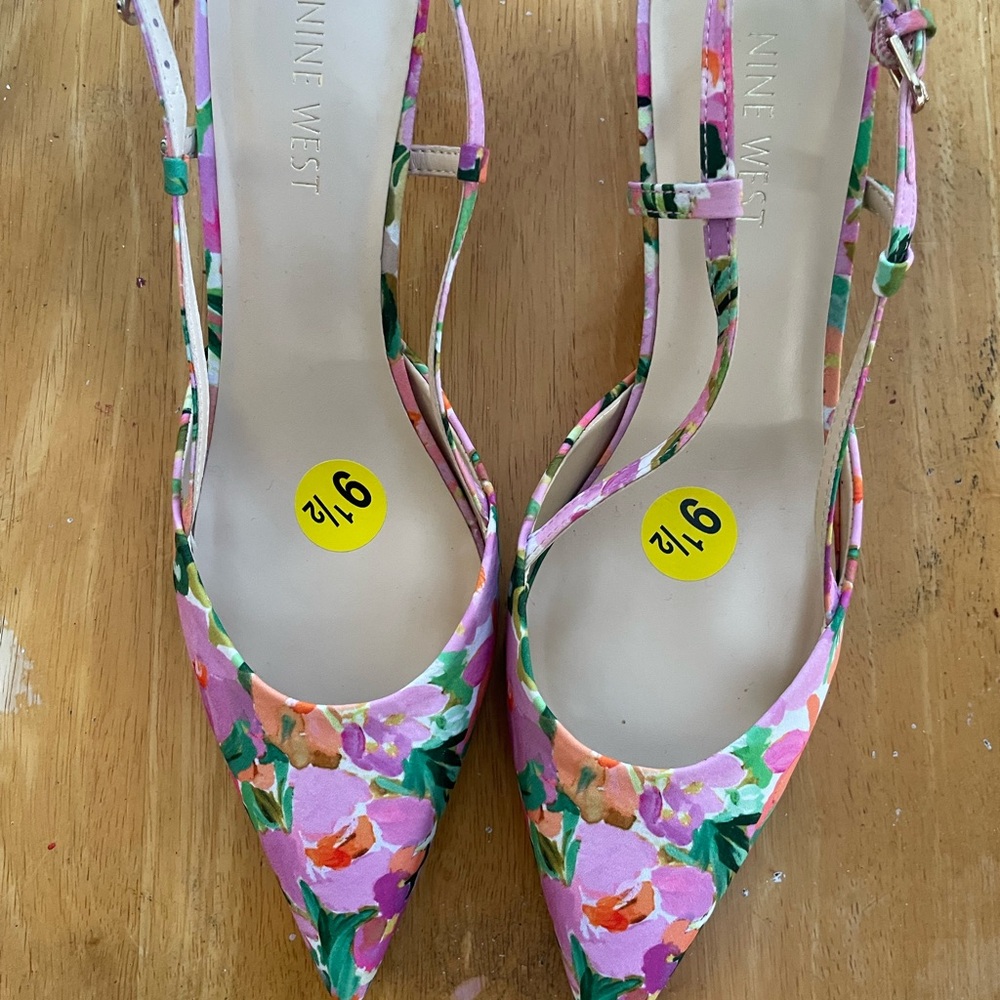 Nine West Pink Floral Heels